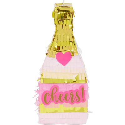 Sparkle and Bash 3-Pack Mini Pink Champagne Bottle Pinatas for Bachelorette Party Decorations 8 x 3.25 in