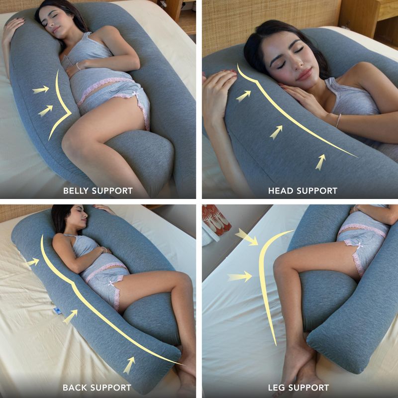 PharMeDoc Pregnancy Pillow, U-Shape Full Body Maternity Pillow, Cooling Cover, 6 of 9