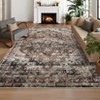 Washable Vintage Floral Living Room Bedroom Rugs, Distressed Print Large Carpet for Dining Room Office, Retro Accent Floor Cover - 2 of 4