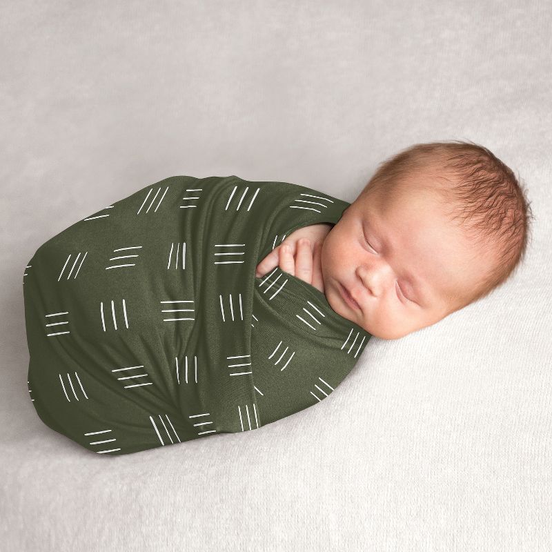 Sweet Jojo Designs Gender Neutral Swaddle Baby Blanket Jungle Green and White, 1 of 7