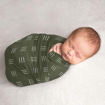 Sweet Jojo Designs Gender Neutral Swaddle Baby Blanket Jungle Green and White