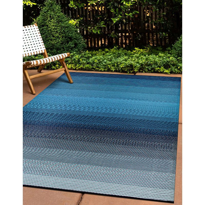 World Rug Gallery Contemporary Stripe Shade Reversible Recycled Plastic Outdoor Rugs, 2 of 12