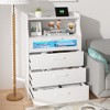 VECELO White Dresser Tall Modern Makeup Vanity Table with LED Lights & Charging Station - 3 of 4