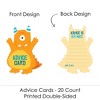 Big Dot of Happiness Monster Bash - Wish Card Little Monster Baby Shower Activities - Shaped Advice Cards Game - Set of 20 - 3 of 4