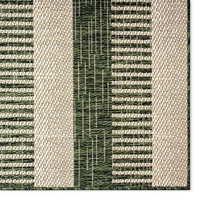 Light Green/Ivory Striped Synthetic 8' x 10' Indoor/Outdoor Rug