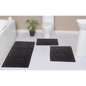 Set of 3 Classy Bathmat Collection Grey Cotton Tufted Bath Rug - Home Weavers - 1 of 4