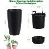 1-Pair Black Self-Watering Planters – 21.7” Tall, Water Level Gauge, Tall-Round Series – For Large Plants - 3 of 4