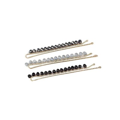 Kitsch Beaded Black/Gray Metal Bobby Pins