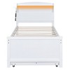 Twin/Full Size Platform Bed Frame with Storage LED Headboard, Twin Size Trundle and 3 Drawers, White-ModernLuxe - 4 of 4