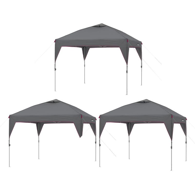 CORE Heavy-duty Instant Shelter Pop-Up Canopy Tent with Wheeled Carry Bag for Camping, Tailgating, and Backyard Events, Gray (3 Pack), 1 of 7