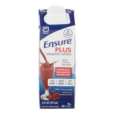 Ensure Plus Nutritional Shake Cartons, Milk Chocolate, 8 oz, Case of 24