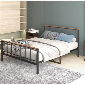 Gulches Metal Platform Bed frame with Headboard and Footboard,Sturdy Metal Frame, No Box Spring Needed(Full) - 1 of 4
