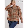 Slickblue Button Front Plaid Shacket With Pockets , Overshirt , Relaxed Fit , Brown Mix , XL - 3 of 4