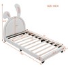ALEXOUN Upholstered Leather Platform Bed with Rabbit Ornament and Headboard Wood & Slats,Designed for Kids Toddlers Boys Girls - 3 of 4