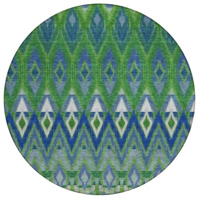 Green And Blue Southwestern Washable Indoor Outdoor Area Rug