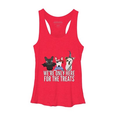Women's Design By Humans Dog Halloween - We're Only Here For The Treats By PedigreePrints Racerback Tank Top