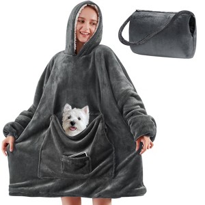 Inhand Wearable Blanket Hoodie for Adult Flannel Oversized Hoodie Sweatshirt Blanket with Pockets Birthday Gifts for Women - 1 of 4