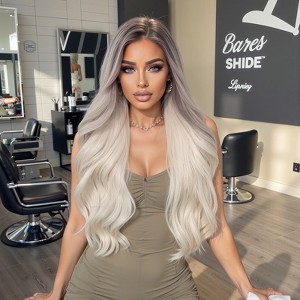 Jessie's Wig 26 Inch Ombre Blonde With Dark Roots Wavy Wig 13x3.5 Synthetic Lace 1 Pc/Pack - 1 of 4