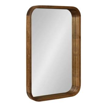 20" x 30" Hutton Wood Framed Rectangle Decorative Wall Mirror Rustic Brown - Kate & Laurel All Things Decor