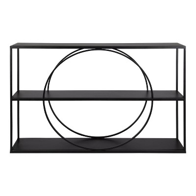Pirzada Mid-Century Modern Black Wood Floating Wall Shelf