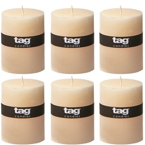 tagltd Chapel 3X4 Ivory Pillar Paraffin Wax Candle Unscented Drip-Free Long Burning 46 Hours For Home Decor Wedding Parties Set of 6 - 1 of 4