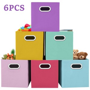 SEVOBAL 6pc Fabric Storage Cubes Organizer Heavy Duty Cube Storage Bin Clothes Storage Box Closet Baskets in Shelves Home, Multicolored, - 1 of 4