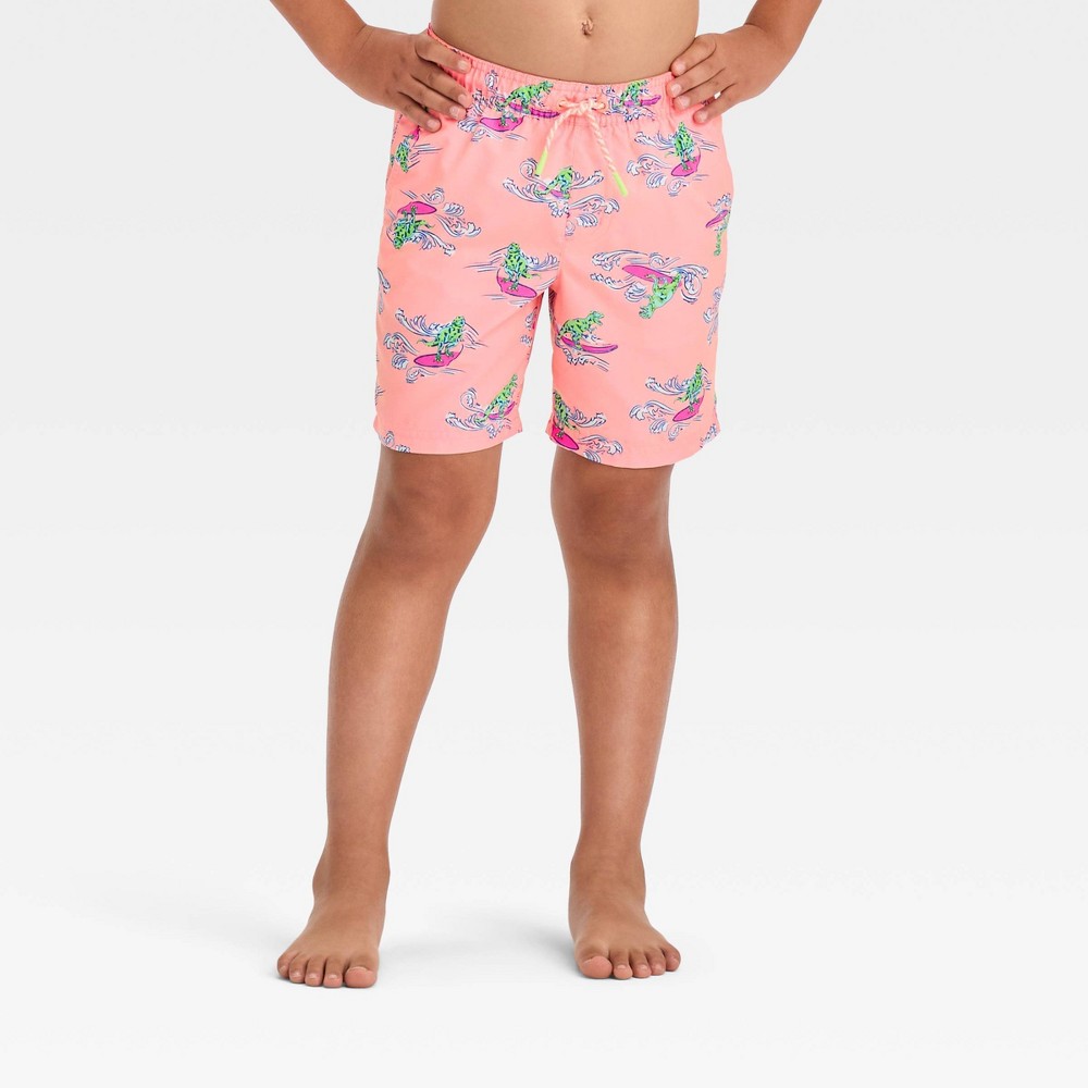 Photos - Swimwear Boys' Surf Dinosaur Printed Swim Shorts - Cat & Jack™ Orange XL peach
