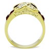 Slickblue Women's Stainless Steel Ring, 3mm Siam Red Synthetic Crystal, IP Gold or Two-Tone Black Finish, Size 5-10 - 3 of 4