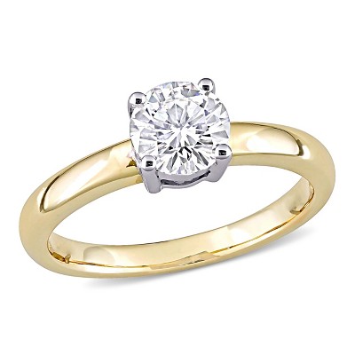 Everly Jewelry – 14K White and Yellow Gold 3/4 TGW Created Moissanite White Fashion Ring
