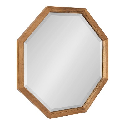 24" x 24" Hogan Framed Octagon Decorative Wall Mirror Rustic Brown - Kate & Laurel All Things Decor