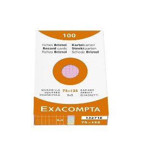 Exacompta Index Cards - Graph 100 cards - 3 x 5 - Assorted - 1 of 2