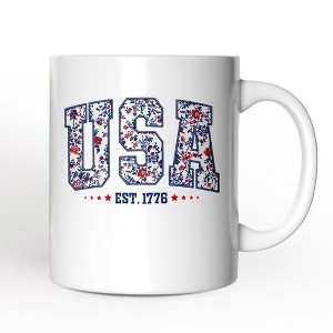 Patriotic USA Floral Mug, 1776 Independence Day Gift| OrnamentallyYou - 1 of 4