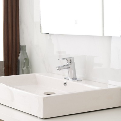 Polished Chrome Single Hole 1-Handle Bathroom Faucet with Deck Plate