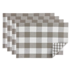 DII Buffalo Check Placemat Set 4 Piece, Gray, 13x19" - 1 of 3