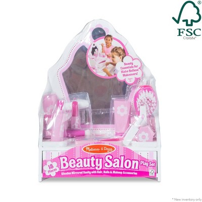Pink and White Wooden Beauty Salon Play Set with Vanity