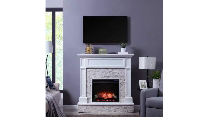 Jerrick Faux Stone Media Fireplace White - Aiden Lane, 2 of 16, play video