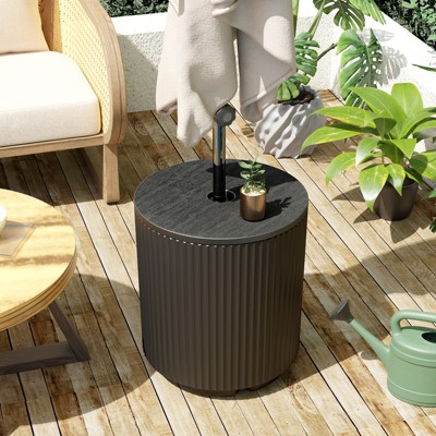VisioGear Portable Umbrella Stand, Outdoor Umbrella Base with 2.4" Hole, Patio Umbrella Base for Deck Yard Poolside, Black, 14.8"*14.8"*16.7"