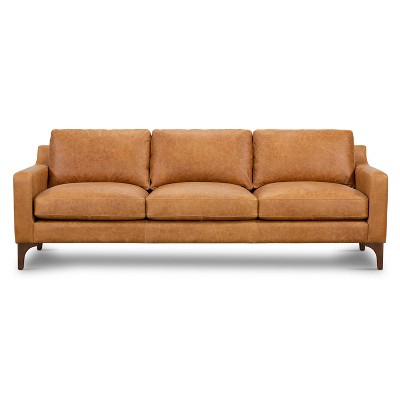 Poly and deals bark leather sofa