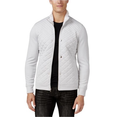 I.N.C International Concepts Mens Zip up Quilted Jacket, Grey, X-Large