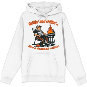 Grillin' and Chillin' Like A Football Villain Adult Long Sleeve Hoodie - 1 of 2