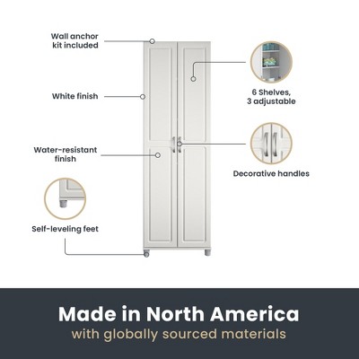 Kendall 75" White Laminated Engineered Wood Utility Storage Cabinet