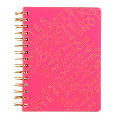 russell+hazel 100pg Ruled Notebook 8"x6.75" Spiral Neon Pink: Hard Cover College Ruled Journal for Teens & Adults