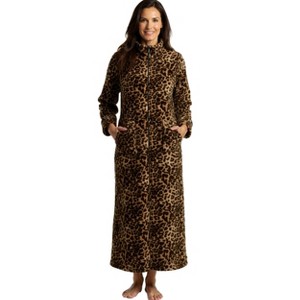 ADR Women's Zip Up Fleece Robe, Soft Warm Plush Zipper Bathrobe - 1 of 2
