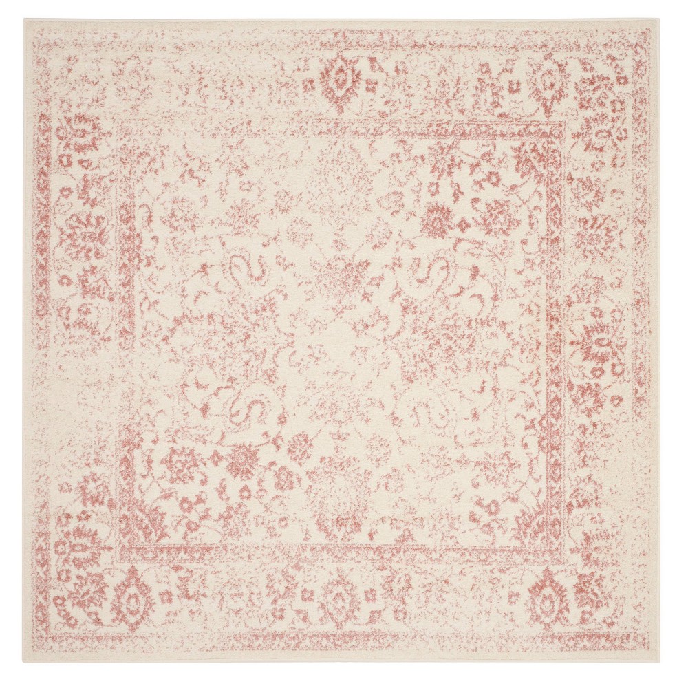 Ivory/Rose Medallion Loomed Square Area Rug 6'x6' - Safavieh