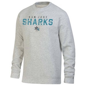 NHL San Jose Sharks Men's Long Sleeve Ash Gray Crew Neck Fleece Hooded Sweatshirt - 1 of 3