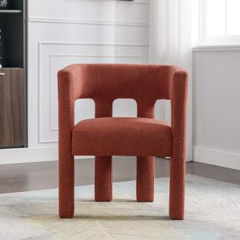Elisa 24.8" Wide Contemporary Designed Orange Linen Upholstered Arched Silhouette Armrest Accent Barrel Chair-Maison Boucle