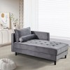 64-Inch Velvet Chaise Sofa, Mid-Century Sleeper with Tool-Free Assembly, Gray - 3 of 4