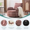 360° Swivel Leisure Chair, Boucle Fabric Striped Armchair with Metal Base, Modern Accent Chair Single Sofa - ModernLuxe - 4 of 4