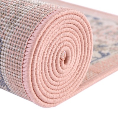 Powder Pink Floral Whisper 8' x 10' Easy-Care Synthetic Rug