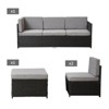 4 Pieces Wide Outdoor Rattan Sectional Sofa with Cushions - Small Patio Wicker Furniture,PE Rattan Sectional Sofa Set with,Tempered Glass Desktop - 4 of 4